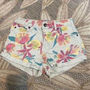 Billabong Floral Cuff Denim Shorts